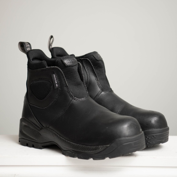 511 Steel Toe Tactical Black Leather Boots Oil/Slip Resistant M7 / W8.5 Pull On - Picture 1 of 8